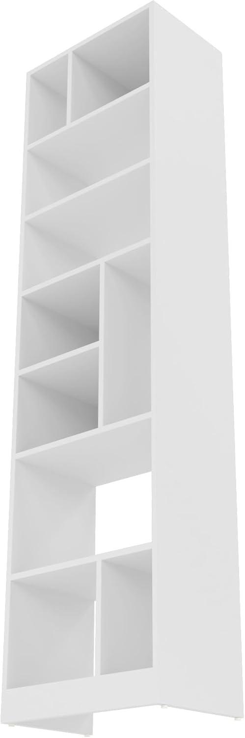 White Modern 8-Shelf Wooden Bookcase