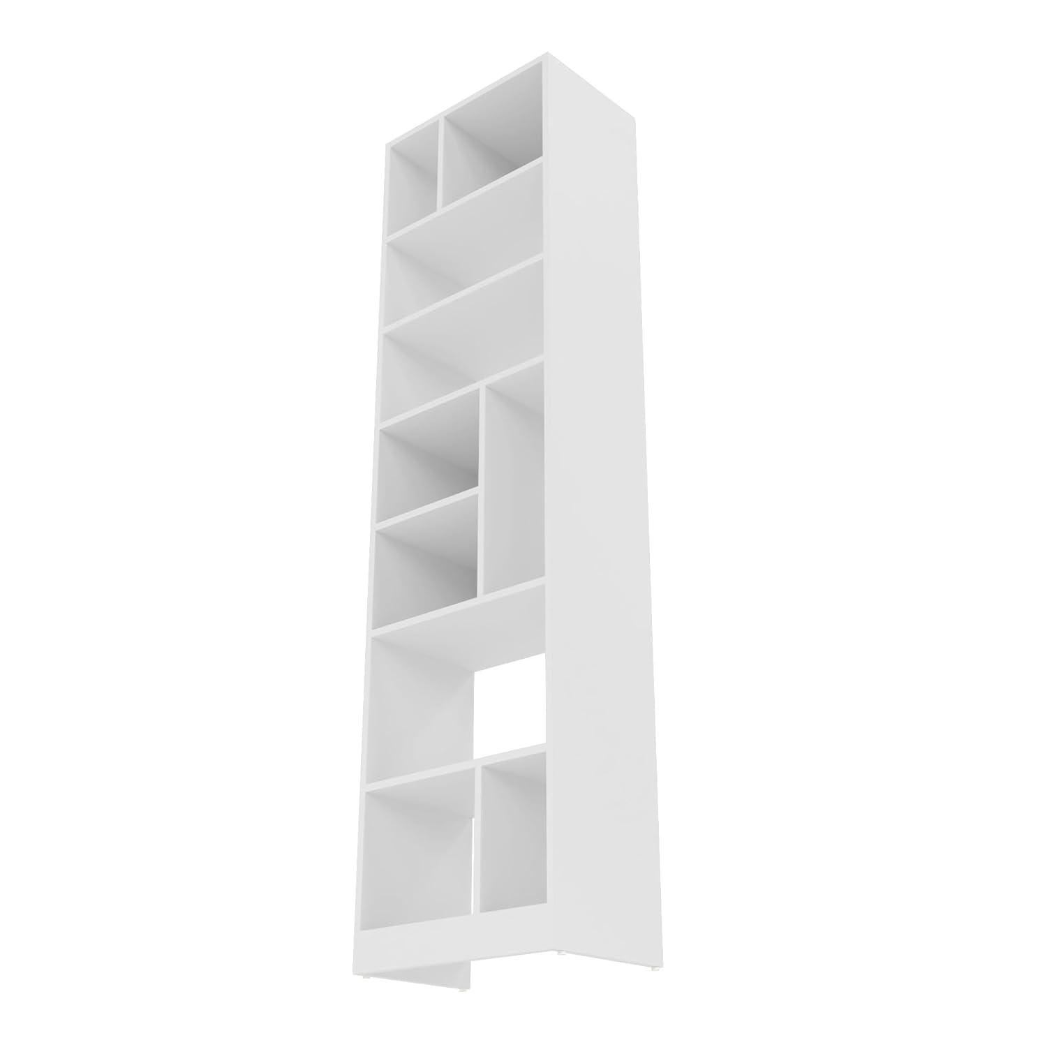 White Modern 8-Shelf Wooden Bookcase