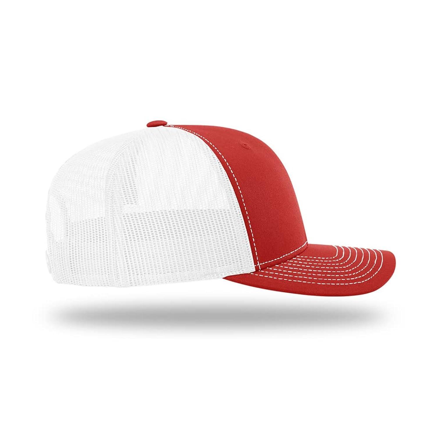 Richardson - Adjustable Snapback Trucker Cap - 112 - Red/ White - Size: OSFM