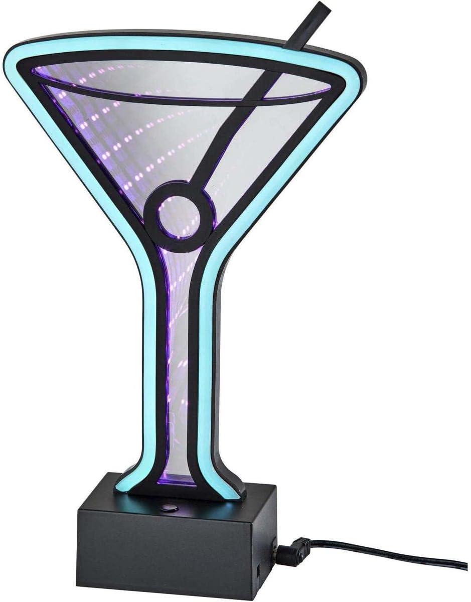 Infinity Neon Martini Glass Table/Wall Lamp Black - Adesso: USB Powered, Battery Option, LED Lighting