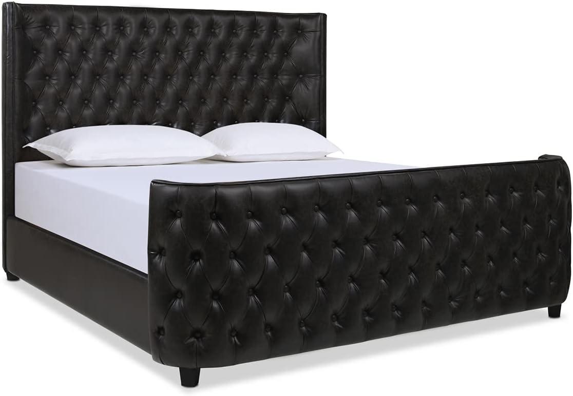 Brooklyn King-Size Luxe Wood Frame Upholstered Bed with Tufted Nailhead Trim