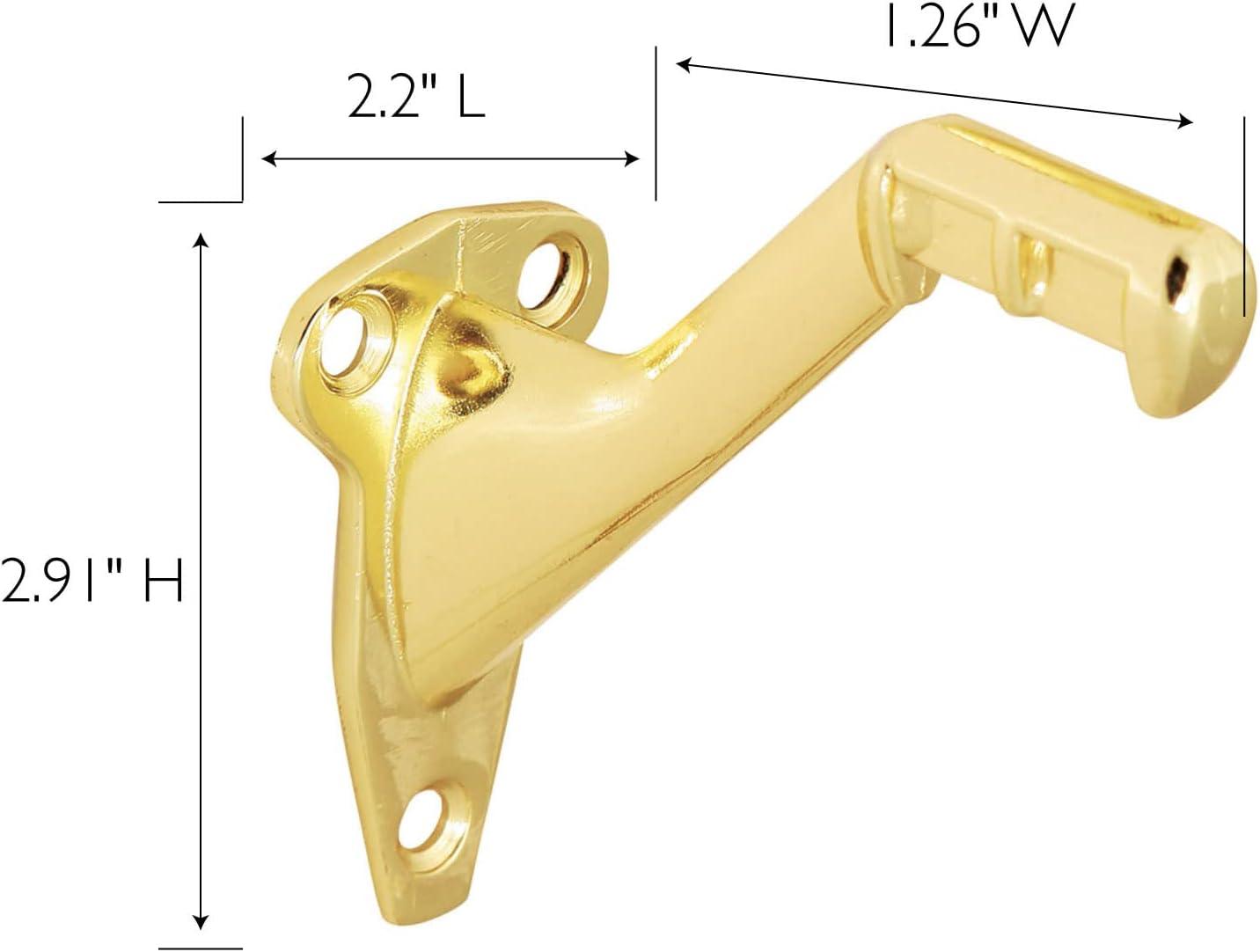 Polished Brass Standard Handrail Bracket Set, 5-Pack