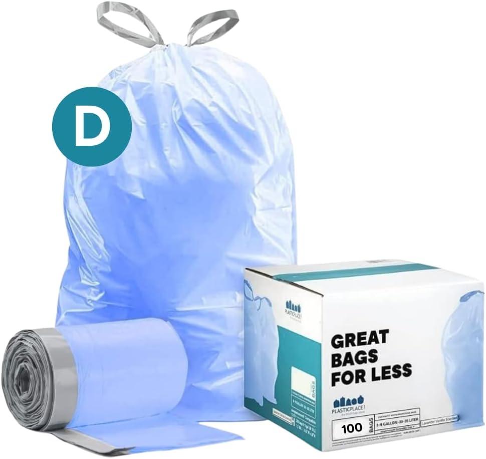 Plasticplace Trash Bags Compatible with simplehuman Code D (100 Count) Blue Recycling Bags 5.3 Gallon / 20 Liter 15.75"" x 28"
