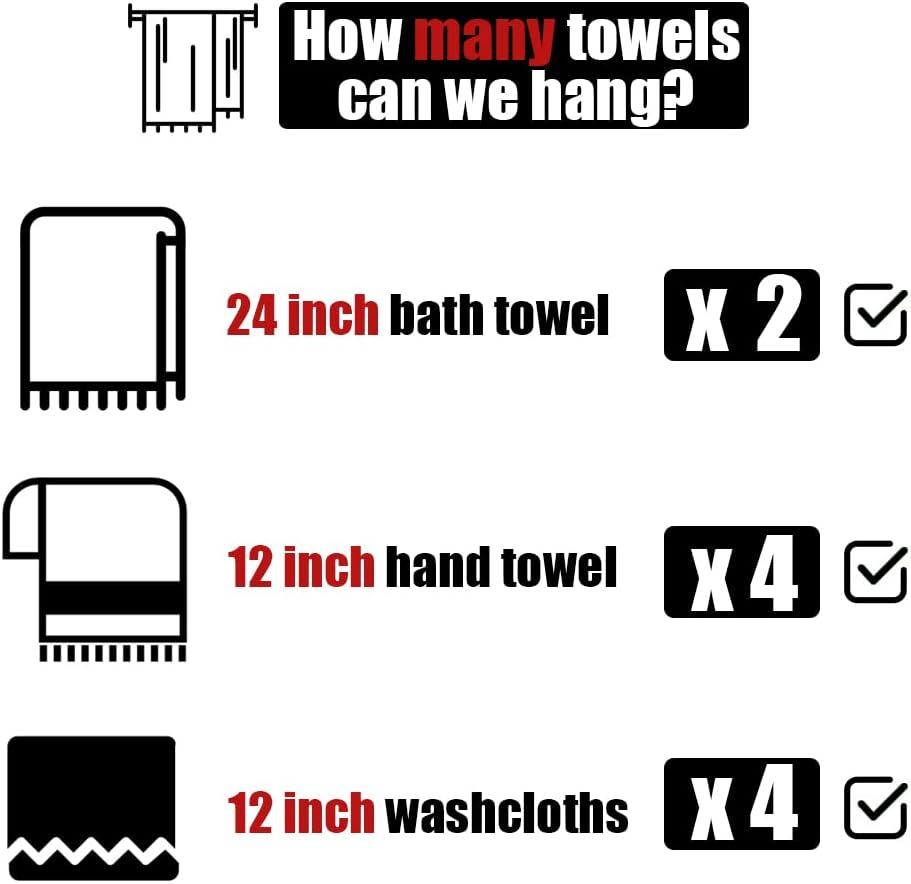 JQK Double Towel Bar 27 Inch, Brass Gold Useable Length 24 Inch 304 Stainless Steel Thicken 0.8mm Bath Towel Rack for Bathroom, Towel Holder Wall Mount, TB100L24-BG