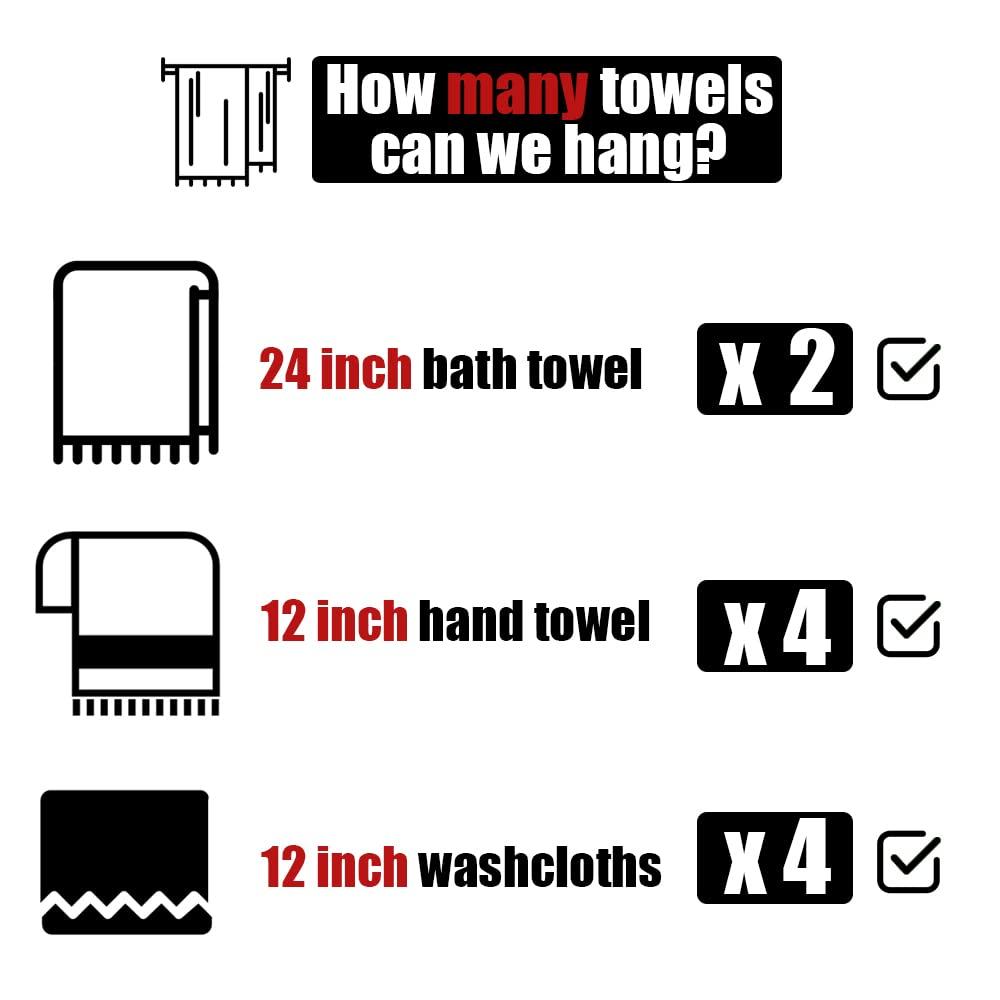 JQK Double Towel Bar 27 Inch, Brass Gold Useable Length 24 Inch 304 Stainless Steel Thicken 0.8mm Bath Towel Rack for Bathroom, Towel Holder Wall Mount, TB100L24-BG