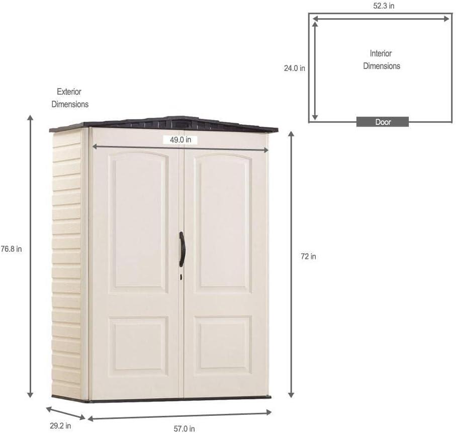 Rubbermaid 5 ft. x 2 ft. Vertical Shed - Small  78.5"L x 29.7"W x 14.4"H