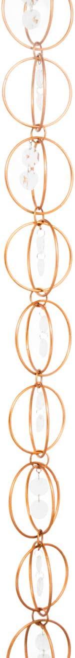 8.5' Copper Colored Iron Rain Chain with Clear Accents