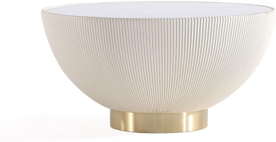 Manhattan Comfort 2pc Anderson Leatherette Upholstered Coffee Table and End Table Set Cream