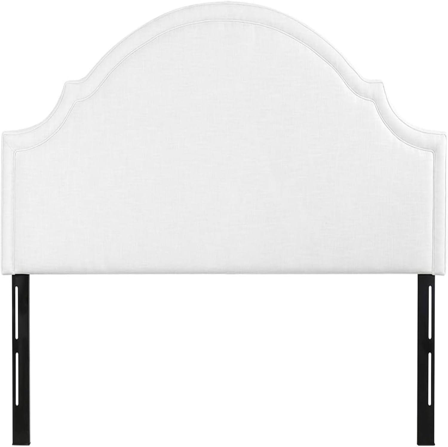 Antique White Upholstered Queen Headboard with Birch Frame