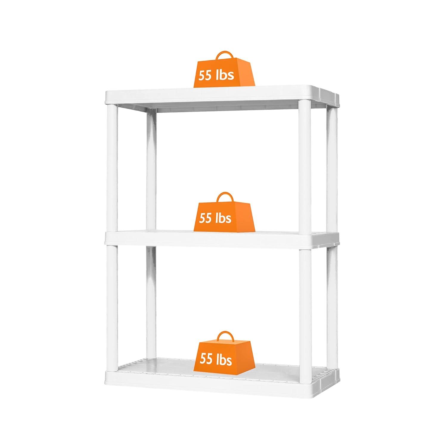 Gracious Living Gracious Living 3 Shelf Fixed Height Solid Light Duty Home Storage Unit