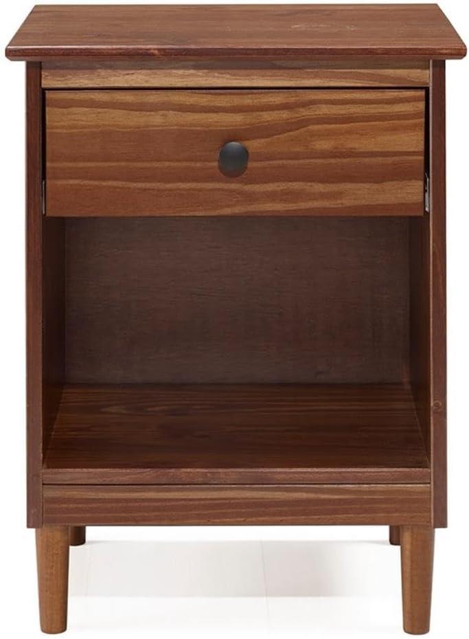 Walker Edison 1 Drawer Solid Wood Nightstand in Walnut