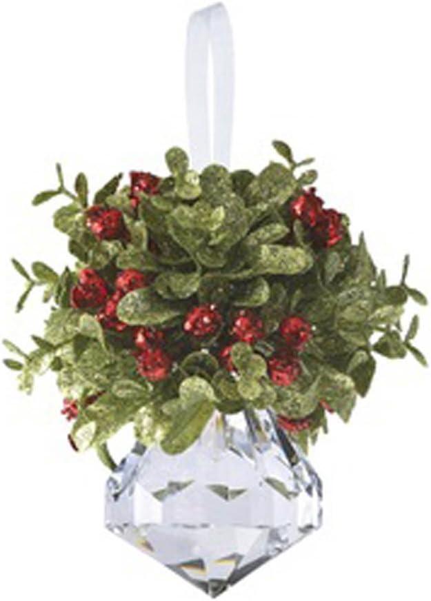 Ganz Kissing Krystal Acrylic Christmas Mistletoe Ornament with Hanger