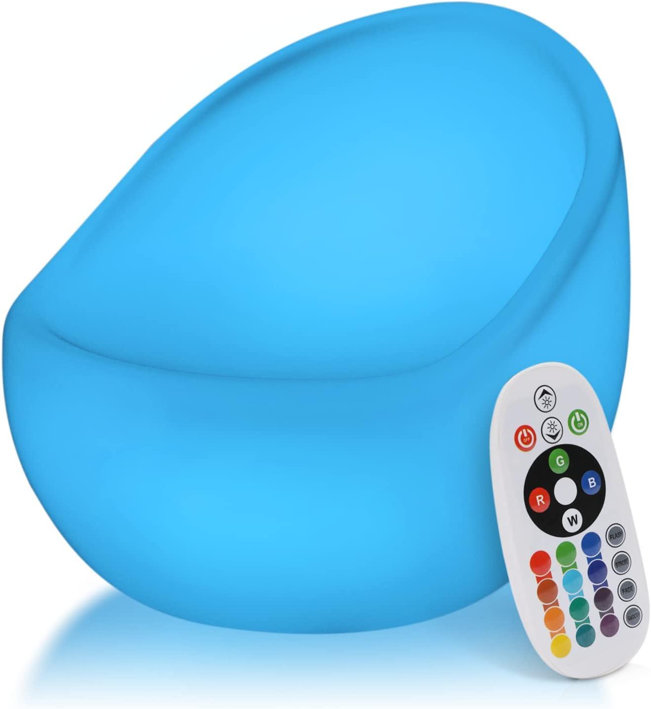 MoNiBloom Outdoor Egg Shape LED Light Up Chair Modern Lighting Seat Color Changing Bucket Chair with Remote