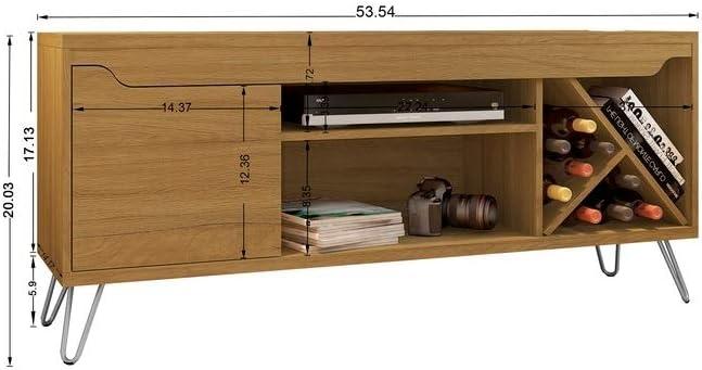 Baxter Mid-Century- Modern TV Stand with Wine Rack in Cinnamon, 23.03 x 53.54 x 14.17 in.