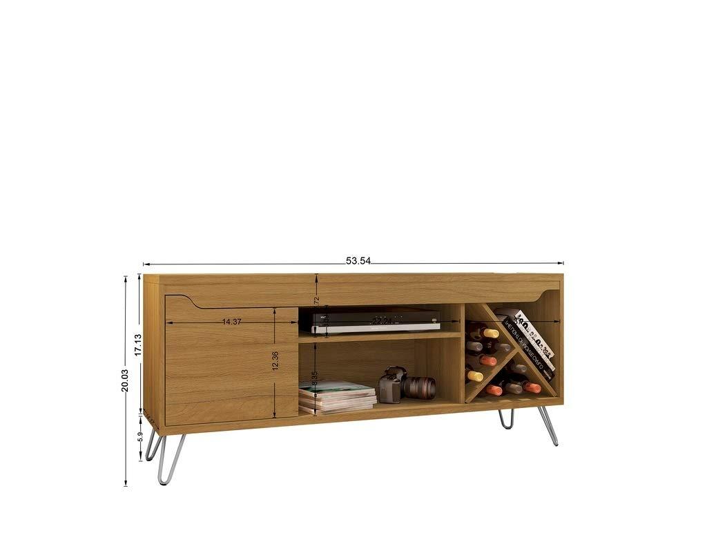 Baxter Mid-Century- Modern TV Stand with Wine Rack in Cinnamon, 23.03 x 53.54 x 14.17 in.