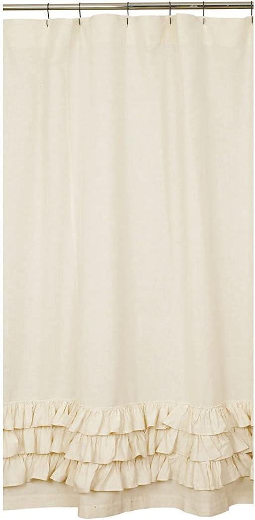 Flax Ruffled Shower Curtain By the Country House Collection, 72" X 72"