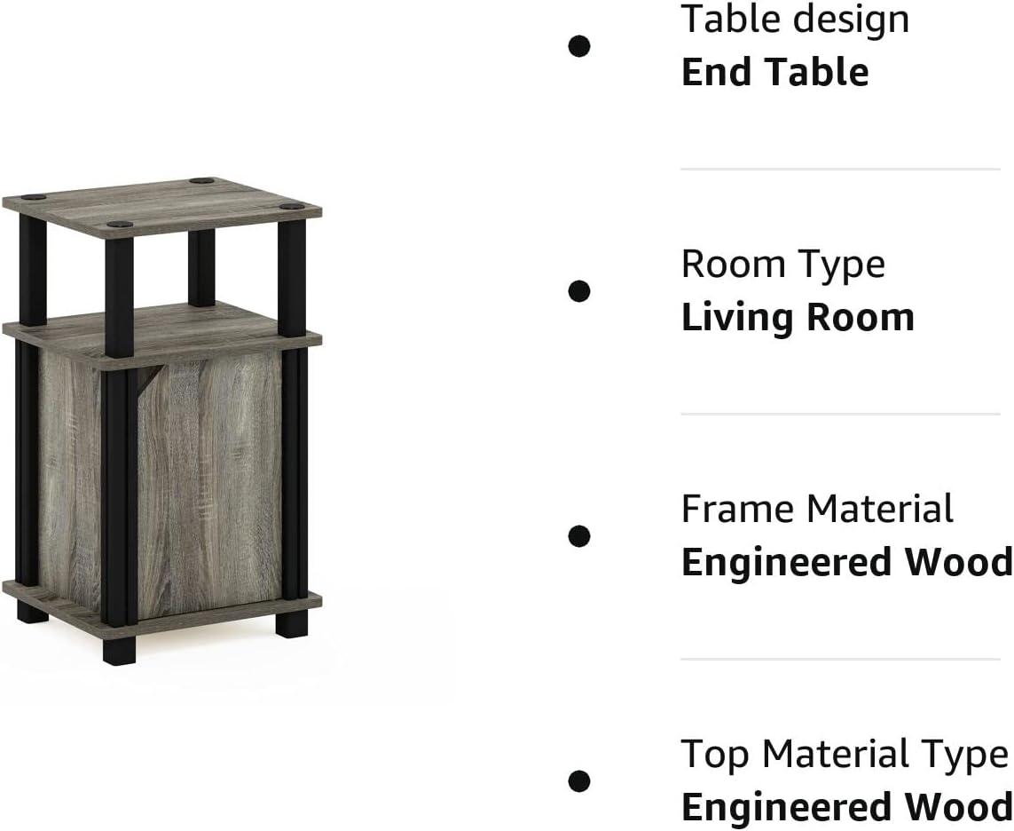 French Oak & Black Square End Table with Storage Shelf