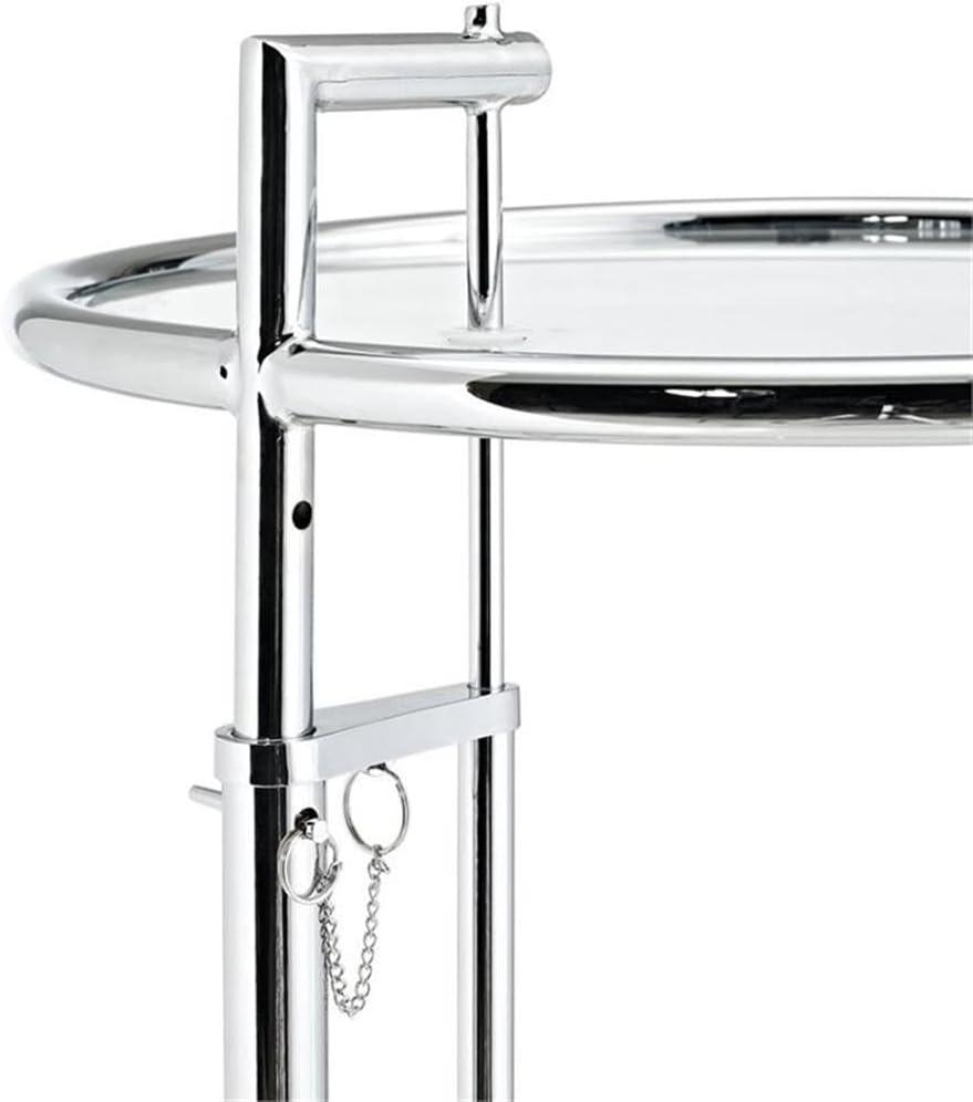 Eileen Gray Side Table Silver - Modway: Adjustable Height, Modern Classic, 20" Round Glass Top