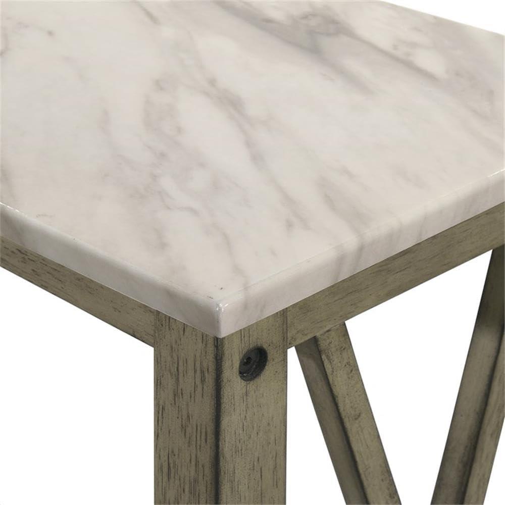 New Classic Furniture Eden 1-Shelf Faux Marble & Wood End Table in Gray