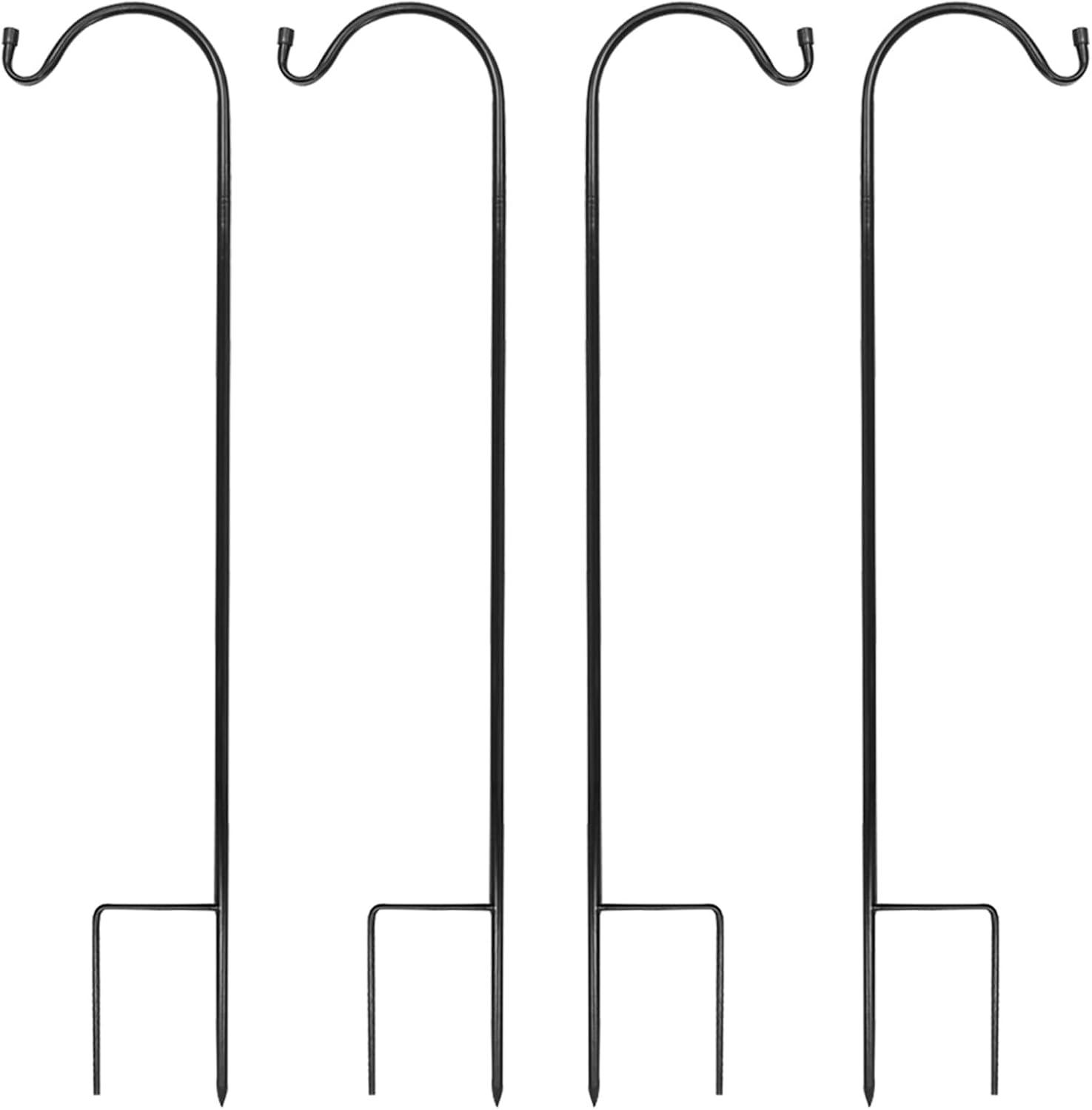 Sorbus Set of 4 Shepherds Hooks for Outdoor - Extendable Garden Stakes for Plants, Lights, Lanterns, Flower Baskets, and More