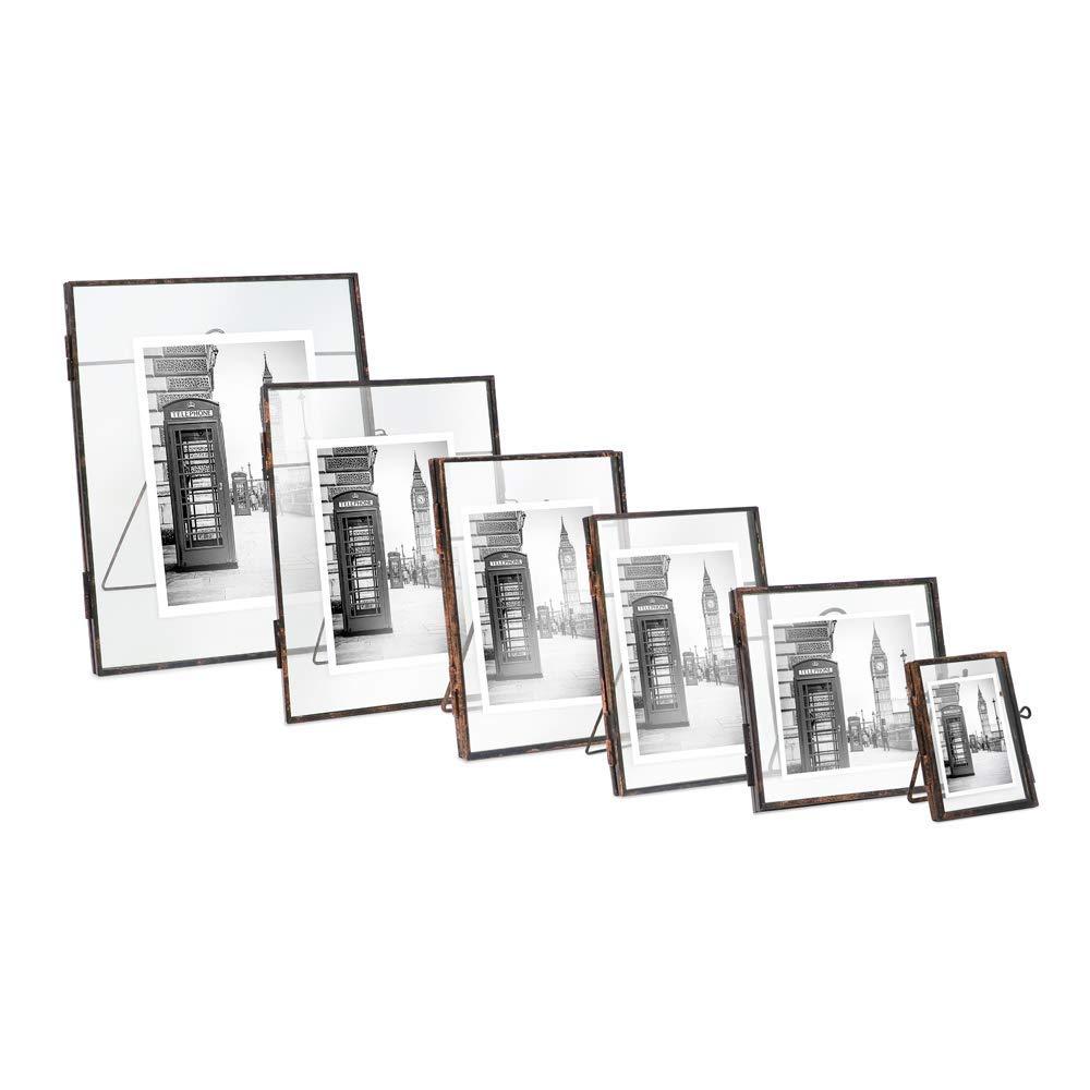 Isaac Jacobs 2x3, Antique Bronze, Vintage Style Brass and Glass, Metal Floating Picture Frame Vertical with Locket Closure, for Photos, Art, More, Tabletop Display 2x3 Antique Bronze