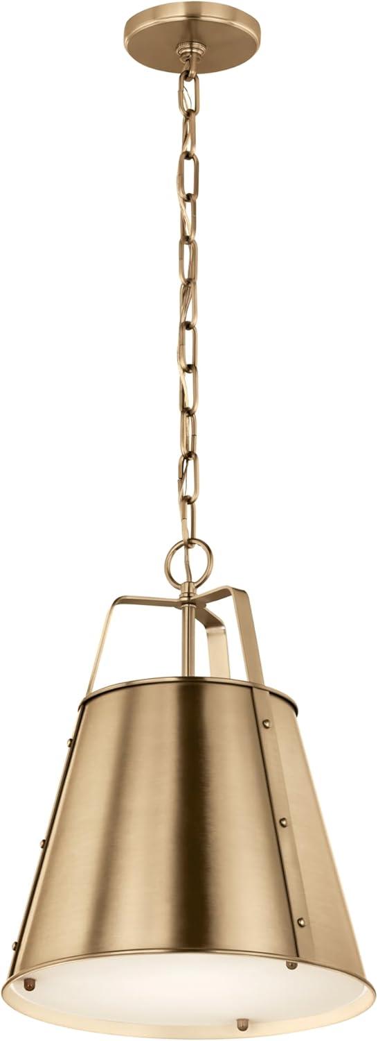 Champagne Bronze Cone Pendant Light with Etched Glass Diffuser