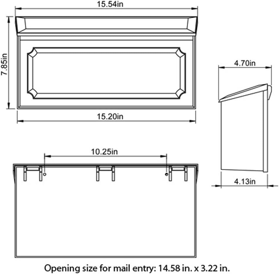 Gibraltar Mailboxes Windsor Medium Capacity Rust-Proof Plastic Black, Wall-Mount Mailbox, WMH00B04