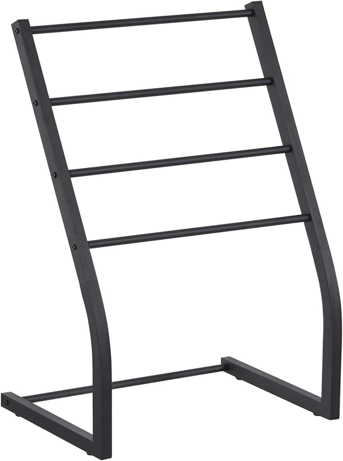 Black Metal 4-Tier Freestanding Towel Rack