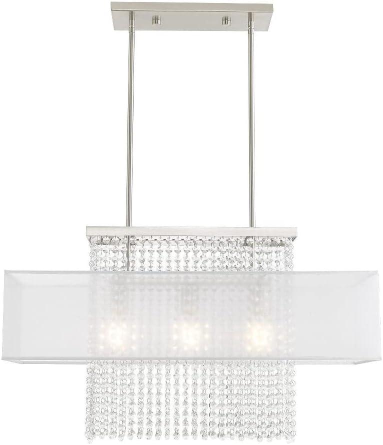 Bella Vista Brushed Nickel 3-Light Crystal Chandelier