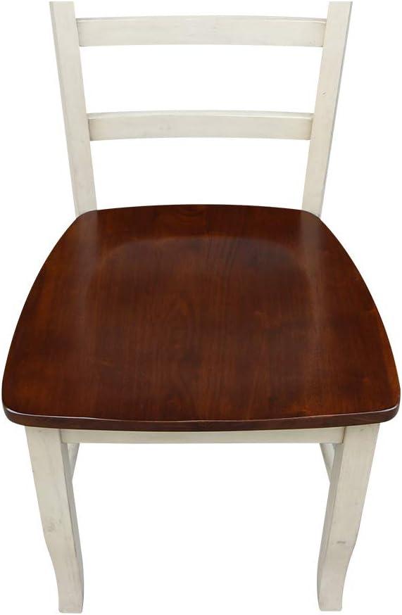Set of 2 Madrid Ladderback Chairs Antiqued Almond/Espresso - International Concepts: Solid Wood, Unupholstered, Spot Clean
