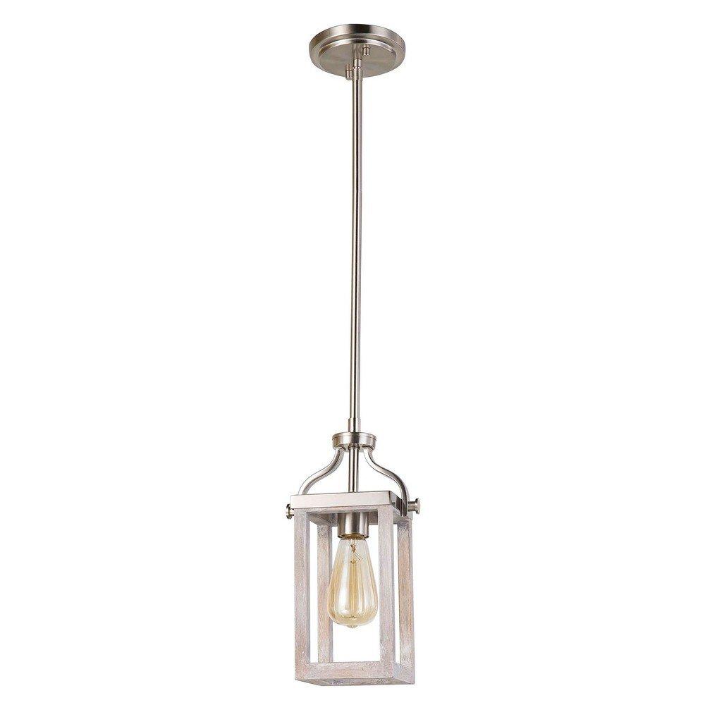 203104A-Eglo Lighting-Montrose - 1-Light Mini Pendant - Acacia Wood And Brushed Nickel