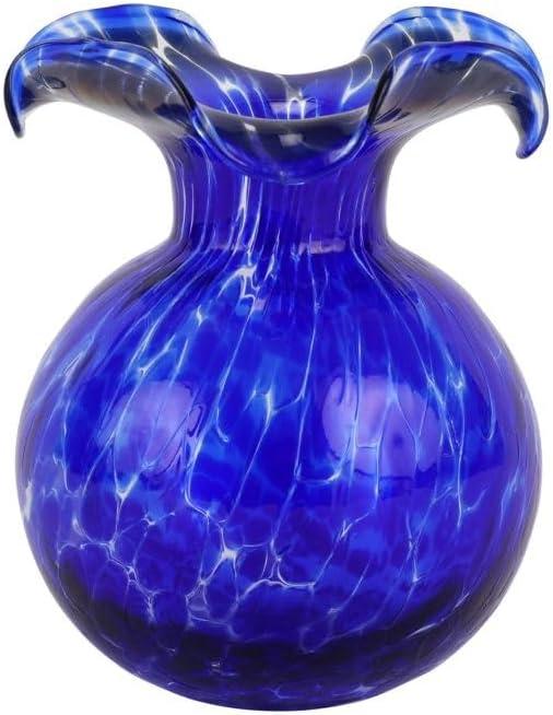 Cobalt Tortoiseshell Glass Hibiscus Bud Vase