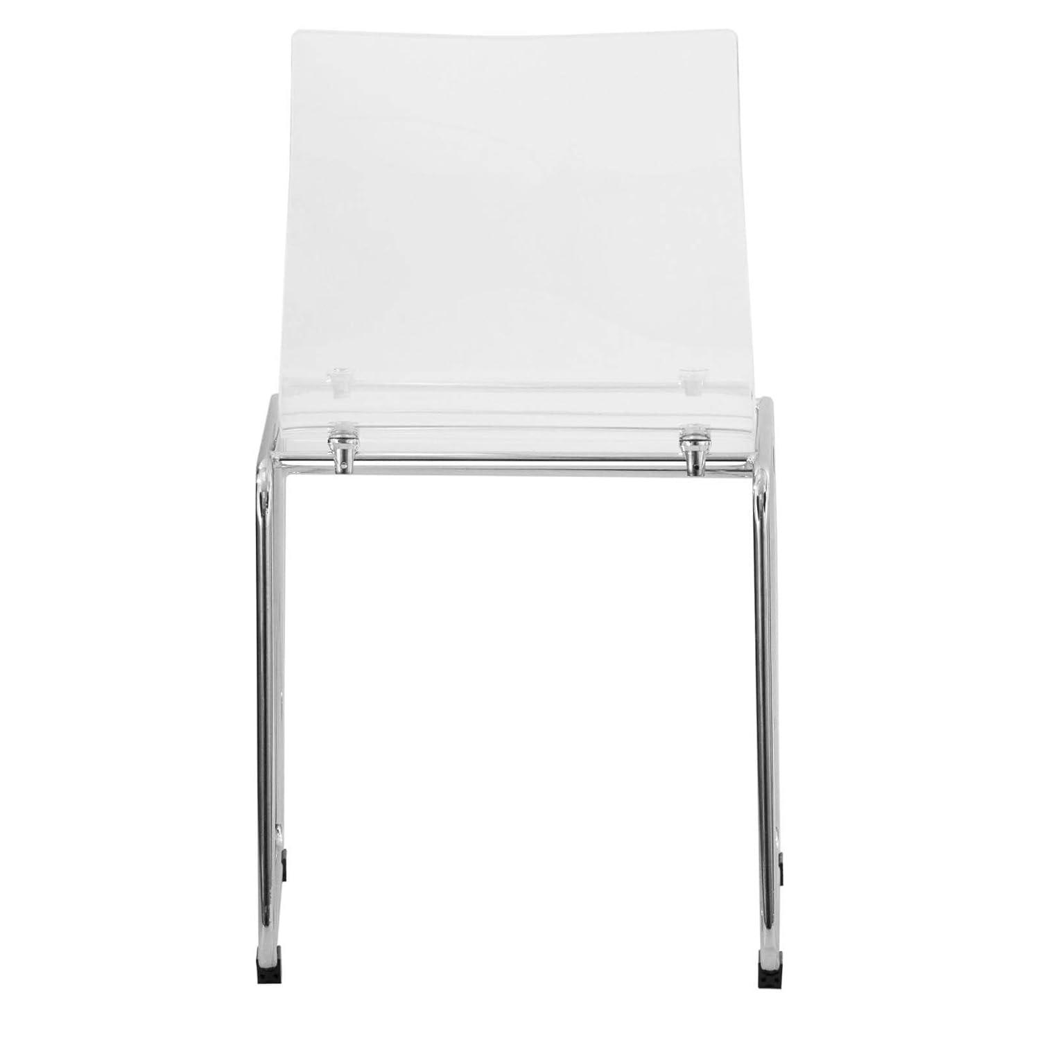 LeisureMod Acrylic Dining Chair with Stainless-Steel Frame in Chrome Finish and Waterfall-Edge Design for Modern Home, Kitchen, Cafes Lima Collection