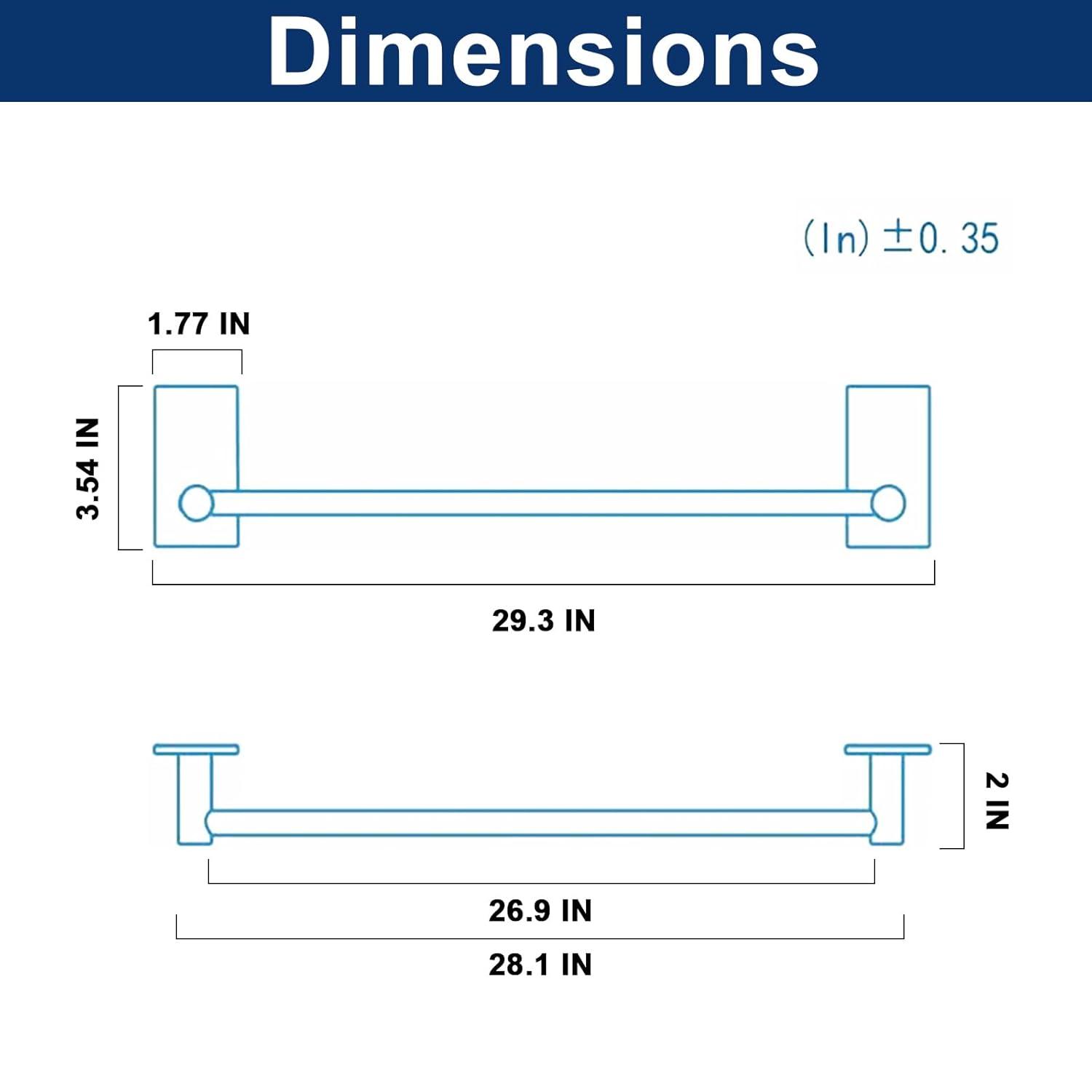 NearMoon Self Adhesive Bathroom Towel Bar- Stainless Steel Bath Wall Shelf Rack Hanging Towel Stick On Sticky Hanger Contemporary Style, NO Drilling (1 Pack, Brushed Nickel, 27-Inch Towel Rack)