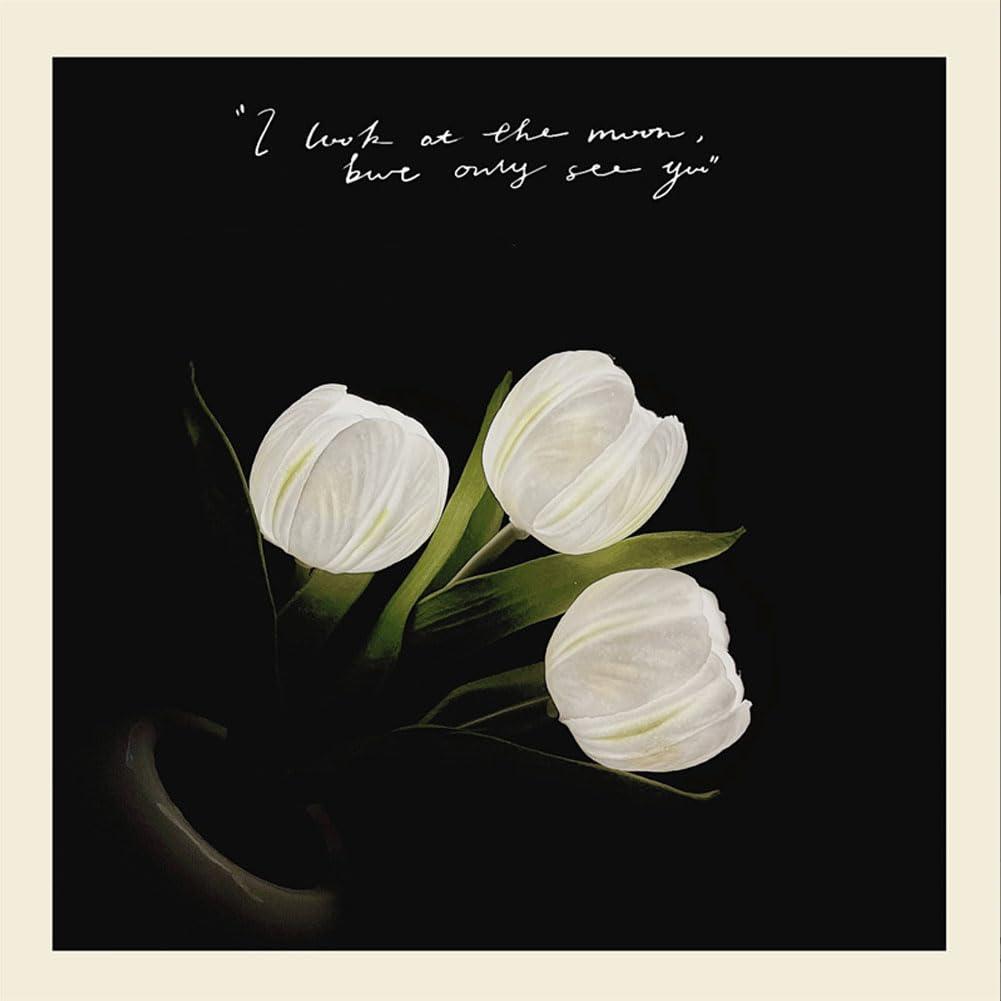 Flower Table Lamp Tulip Desk LED Night Light Heads Artificial Flower Lamp Small Desk Decor Lamp Desk Tablefor Bedroom Bedside Lamp Ambient Light Decor (White-USB)