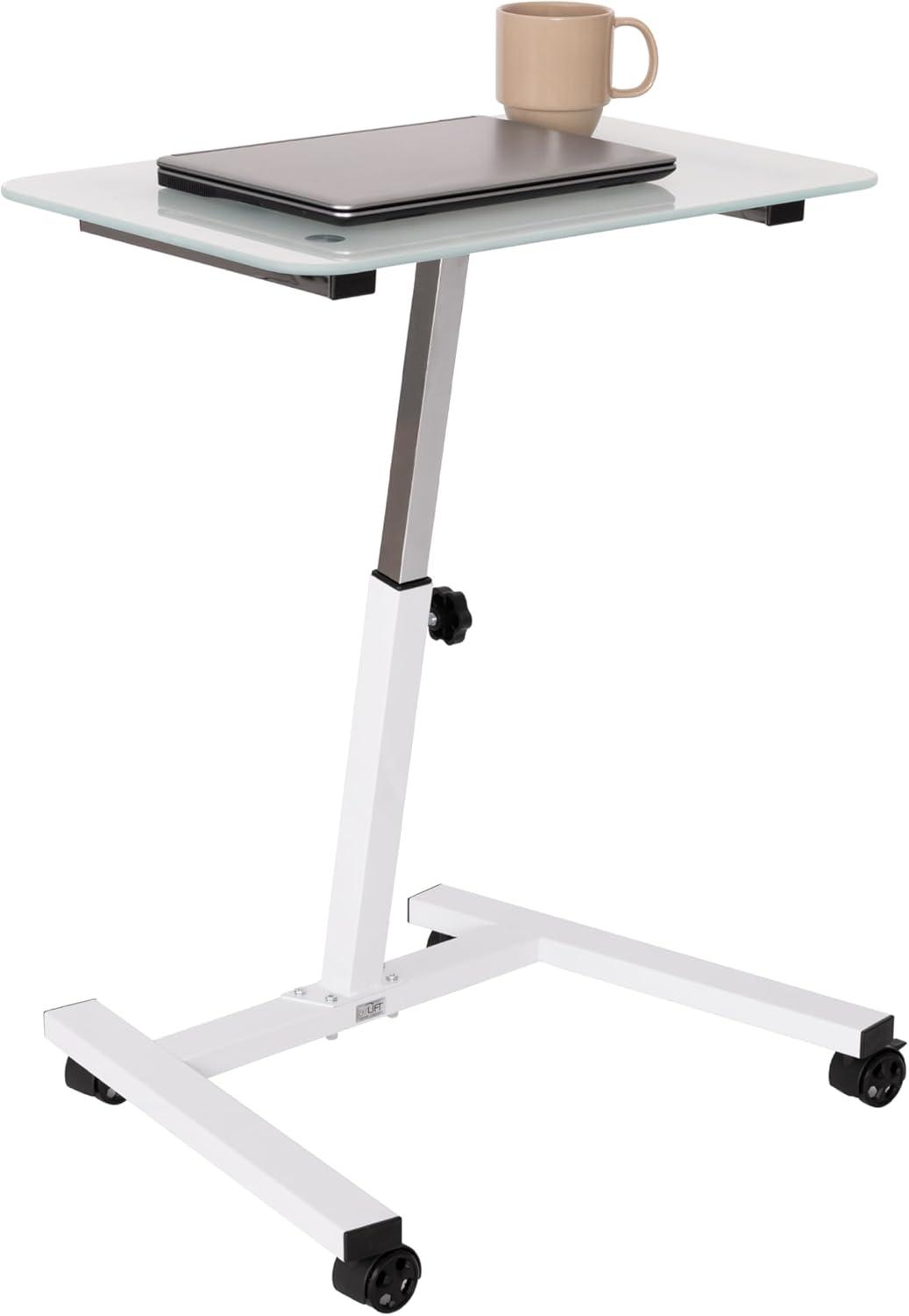 airLIFT Tempered Glass 23.62'' W Rolling Desk Or Stand with Wheels