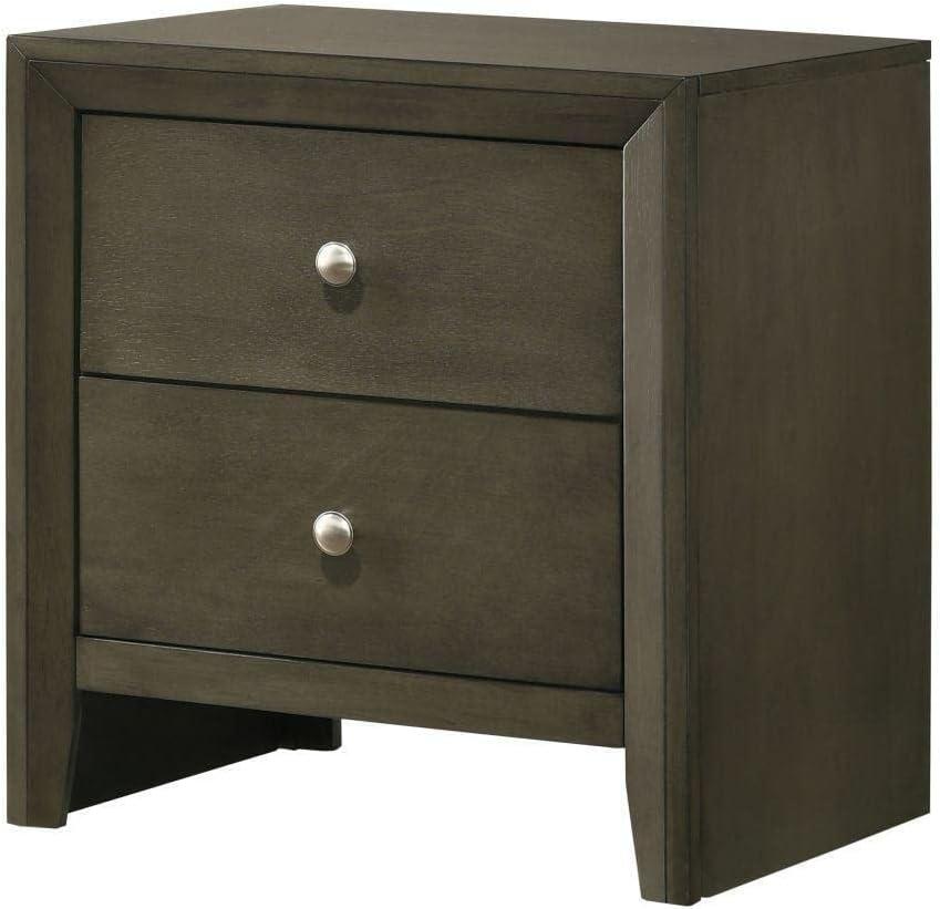 Ilana Gray 2-Drawer Wooden Nightstand