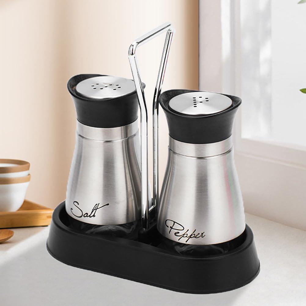 Juvale Stainless Steel Salt and Pepper Shakers Set with Glass Bottom, Perforated "S" and "P" Caps - Modern Kitchen Decor (4oz)