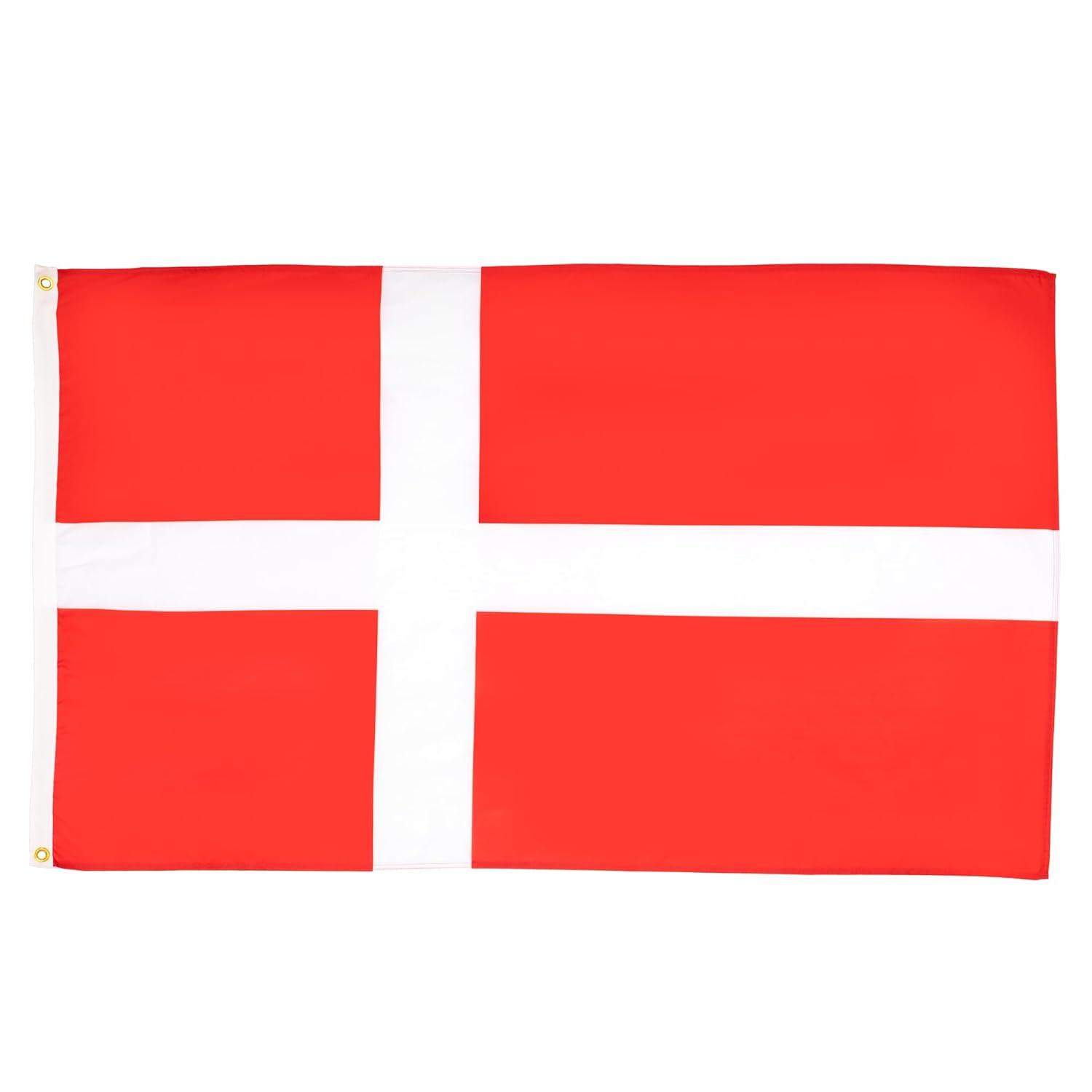 Denmark Flag 2' x 3' Red and White Polyester with Metal Grommets