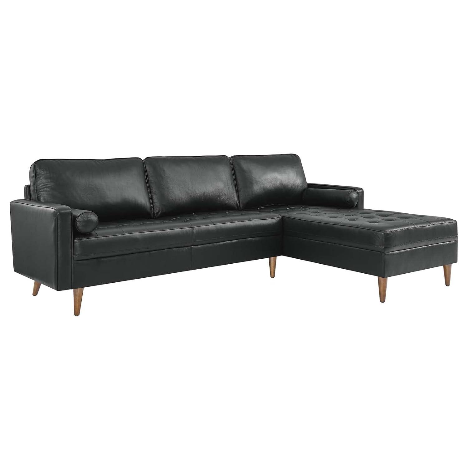 Valour 98" Leather Sectional Sofa Black