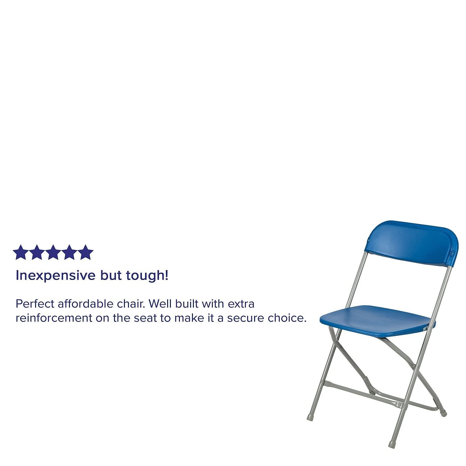 Flash Furniture Hercules Series Plastic Folding Chair Blue - 2 Pack 650LB Weight Capacity Comfortable Event Chair-Lightweight Folding Chair