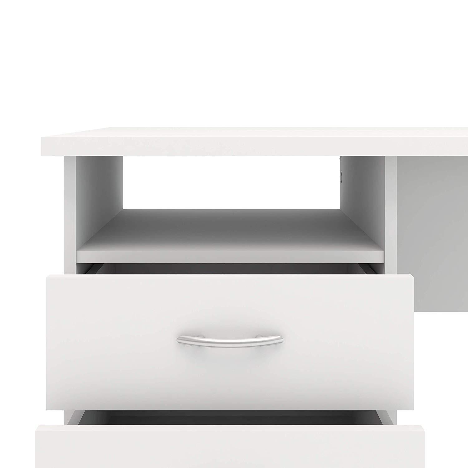 Tvilum Whitman 3 Drawer Office Desk with 1 Shelf for Adults, White