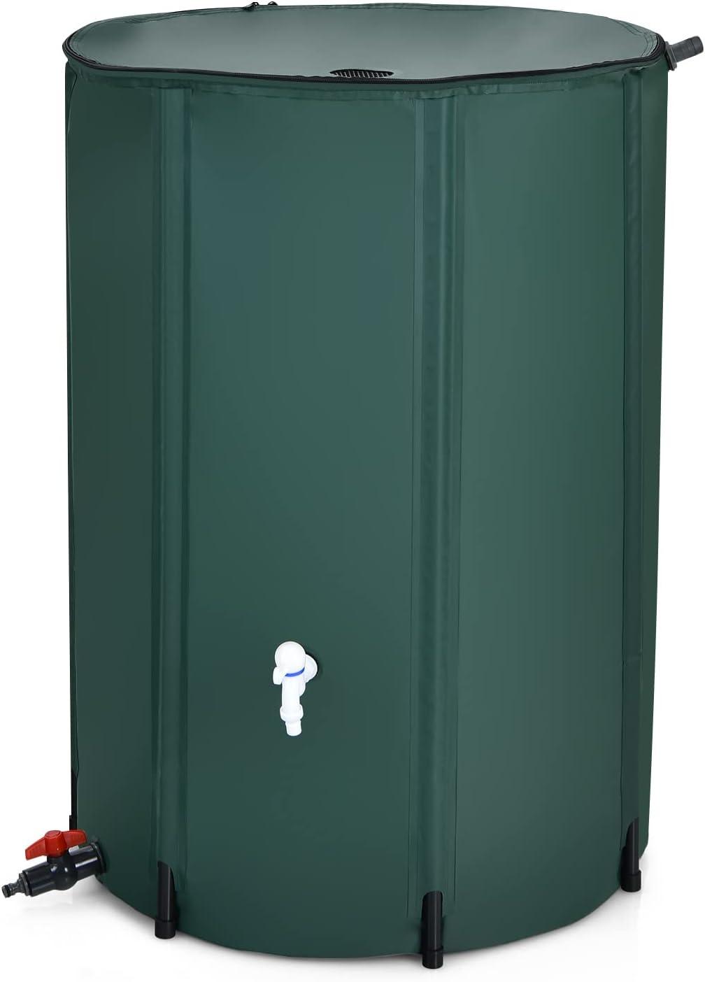 Costway 100 Gallon Portable Rain Barrel Water Collector Collapsible Tank w/Spigot Filter