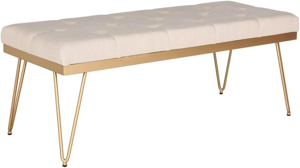 SAFAVIEH Marcella Contemporary Mid-Century Tufted Bench, Beige/Gold