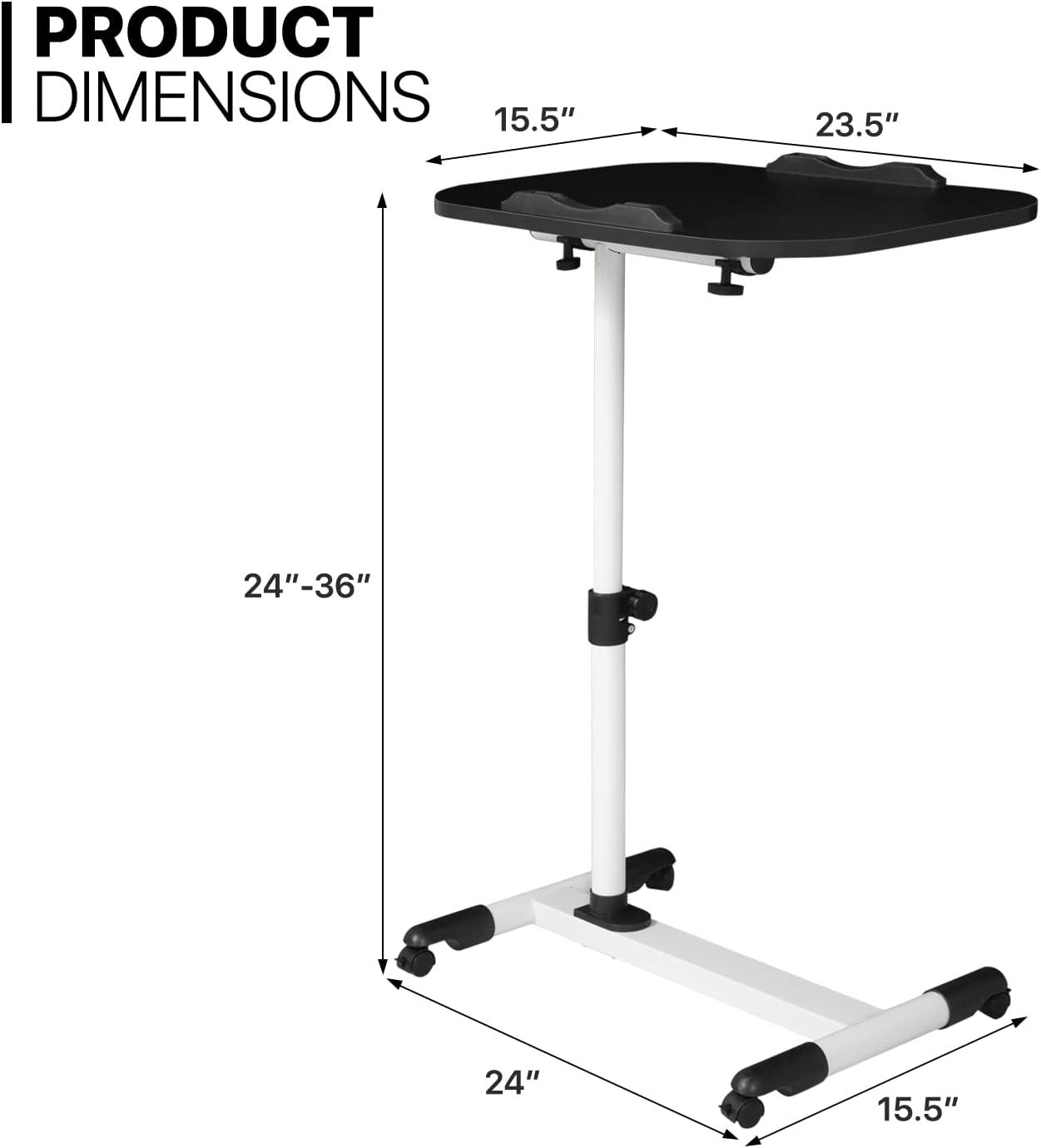 MoNiBloom Mobile Computer Desk, Adjustable Height Standing Table, Laptop Desk Rolling Sit-Stand with Wheels