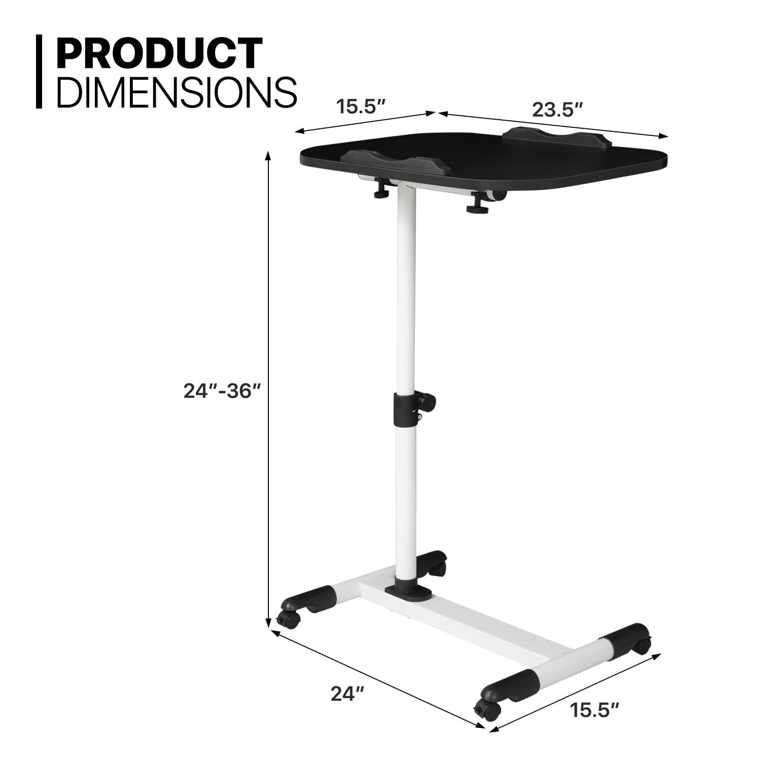 MoNiBloom Mobile Computer Desk, Adjustable Height Standing Table, Laptop Desk Rolling Sit-Stand with Wheels