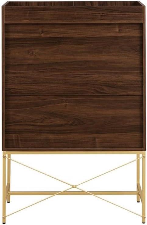 Walker Edison 2-Door Engineered Wood Accent Cabinet with Inset Top - Dark Walnut