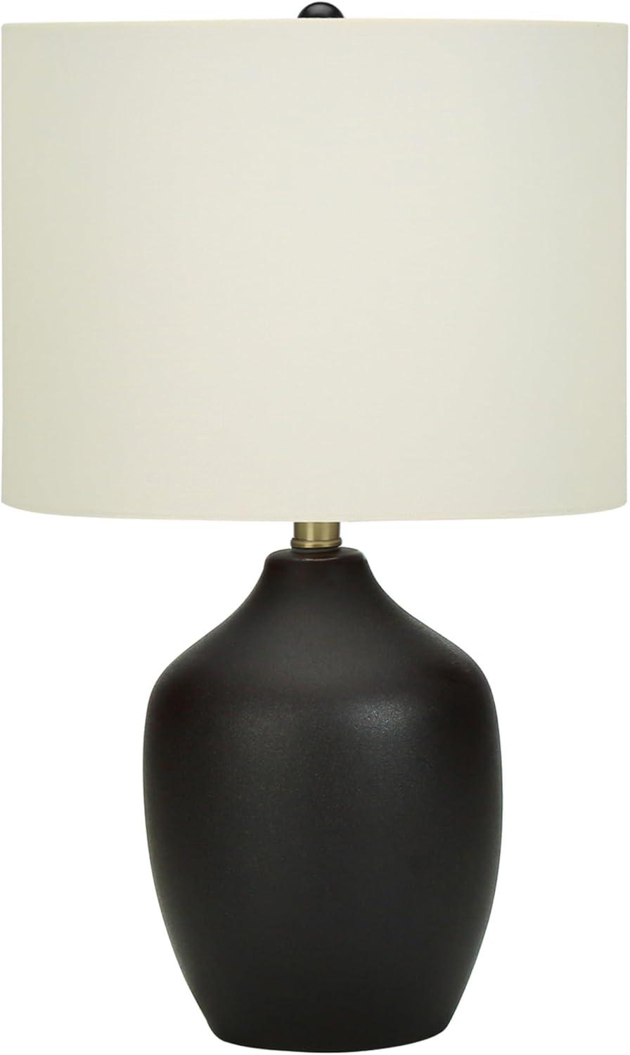 Black Ceramic Table Lamp with Ivory Linen Shade