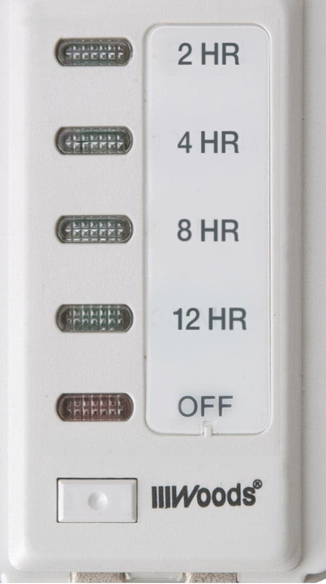 Woods 59014 In-Wall Switch Electronic Timer, 12 Hour, White