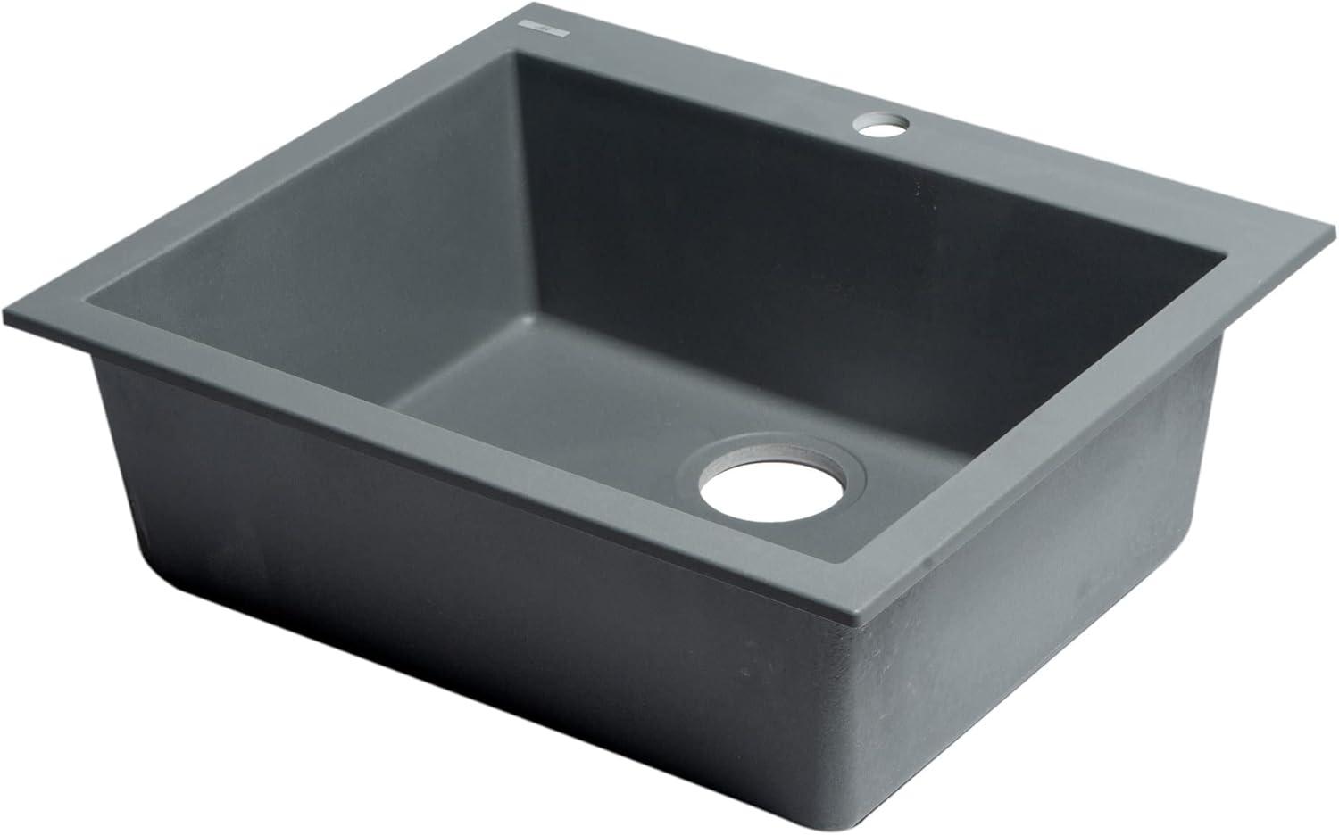 23.63'' L Drop-In Single Bowl Granite Kitchen Sink